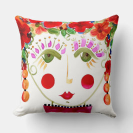 Hibiscus - Gypsy Garden Girl Cotton Pillow Kudde