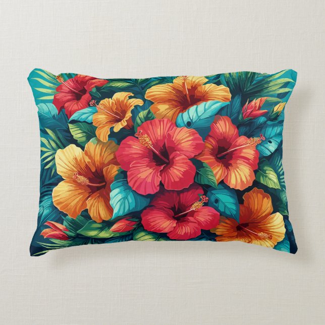 Hibiscus Harmony: En tropisk teaterpjäs Prydnadskudde (Framsidan)