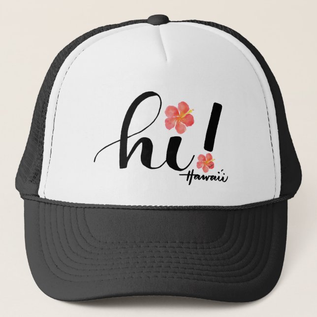 Hibiscus Hawaii Hi! Truckerkeps (Framsida)