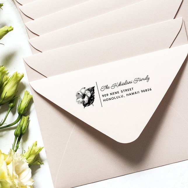 Hibiscus Hawaiian Family Namn Adress Självfärgande Stämpel (Skapare uppladdad)