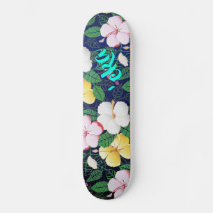 Hibiscus Hawaiianska tropiska Blommigten  "Eka Ska Mini Skateboard Bräda 18,5 Cm