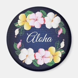 Hibiscus Hawaiianska tropiska Blommigten Magnet