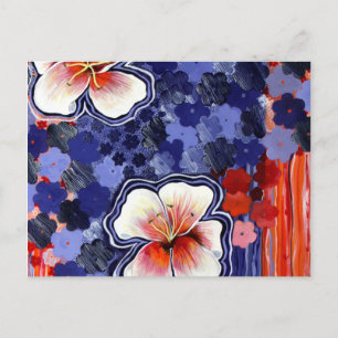 Hibiscus hawaiianskt abstrakt blommotiv vykort