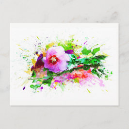 Hibiscus, Hibiskus Flower - Watercolor Stänk Vykort
