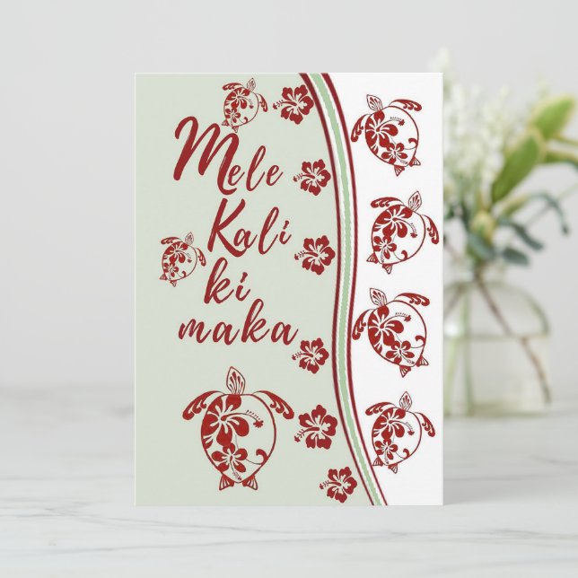 Hibiscus Honu Mele Kalikimaka Greeting Card Julkort (Stående Fram)