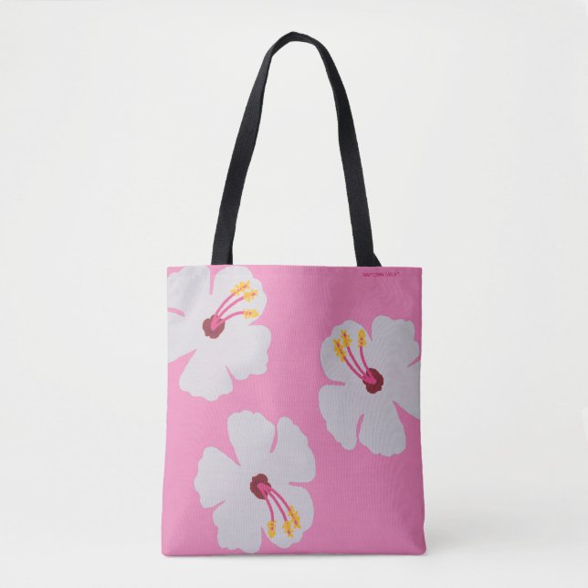 Hibiscus i den rosa hundtotebagen tygkasse (Framsida)