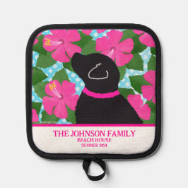 Hibiscus Island Black Hund Pot Holder