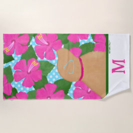 Hibiscus Island Gult Hund Beach Towel