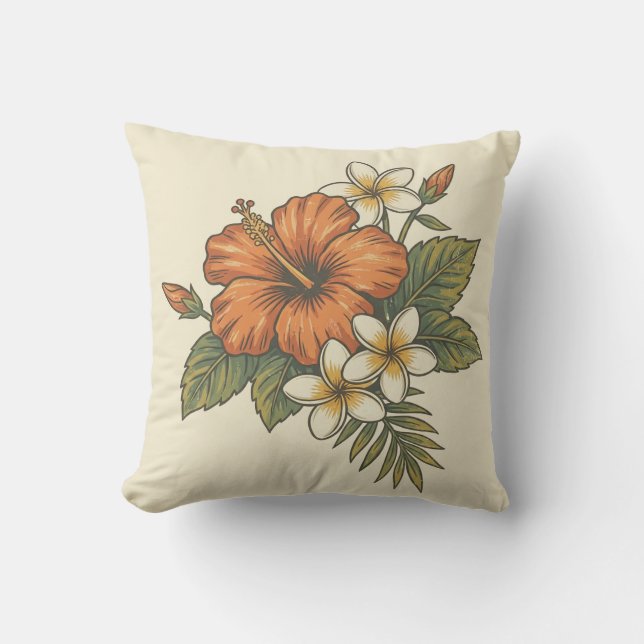 Hibiscus Island Hawaiian Motif - Reversible Scenic Kudde (Framsida)