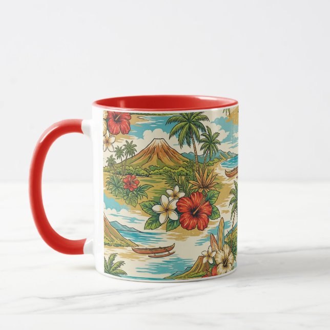 Hibiscus Island Hawaiian Scenic- Röd  Mugg (Vänster)