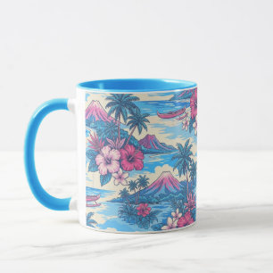 Hibiscus Island Hawaiian Scenic- Rosa och Blå Mugg
