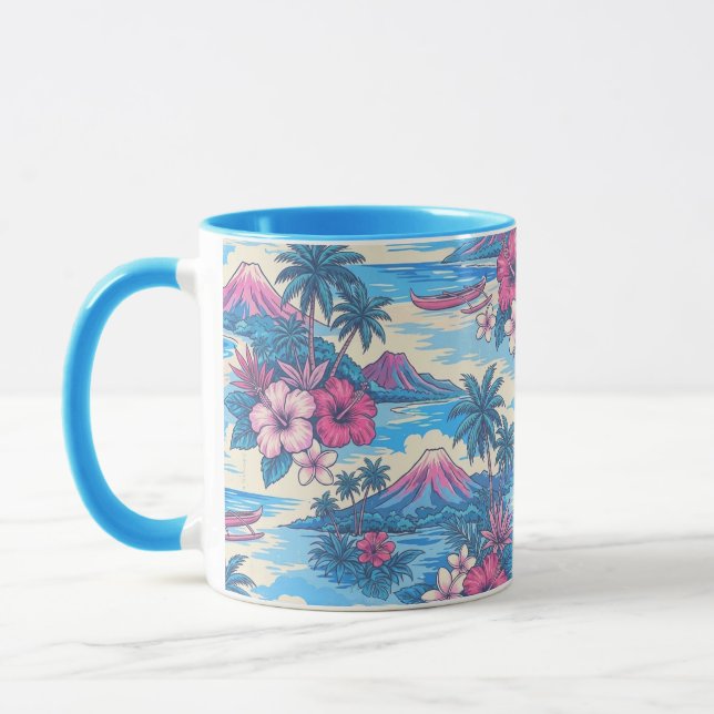 Hibiscus Island Hawaiian Scenic- Rosa och Blå Mugg (Vänster)