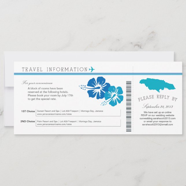 Hibiscus Jamaica Boarding Pass | Bostäder Inbjudningar (Framsida)