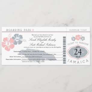 Hibiscus Jamaica Boarding Pass Bröllop Inbjudningar