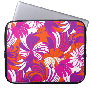 Hibiscus Jungle Hawaiian Tropisk Rosa Våtdräkt Laptop Fodral