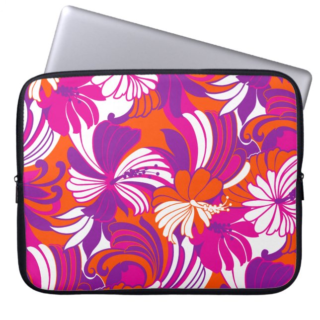 Hibiscus Jungle Hawaiian Tropisk Rosa Våtdräkt  Laptop Fodral (Framsidan)
