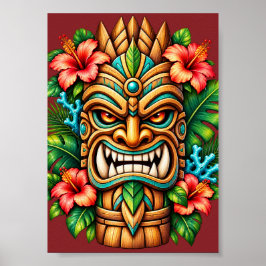 Hibiscus Krona Tiki Vakt Poster
