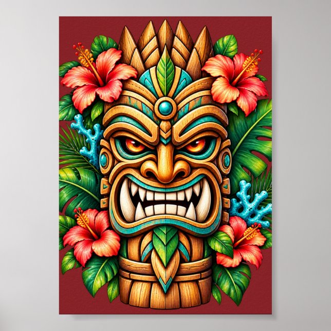 Hibiscus Krona Tiki Vakt Poster (Framsidan)