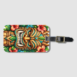 Hibiscus Krona Tiki Vårdande Bagage Tag Bagagebricka