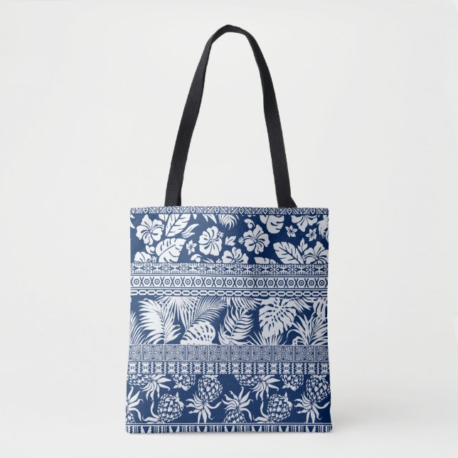 Hibiscus, löv: Hawaiiskt ornament tapet. Tygkasse (Framsida)