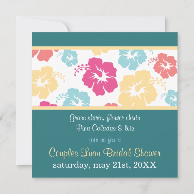 Hibiscus Luau Inbjudningskort för möhippan (Framsida)