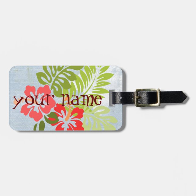 Hibiscus Luggage Tag Bagagebricka (Horisontell Framsida)