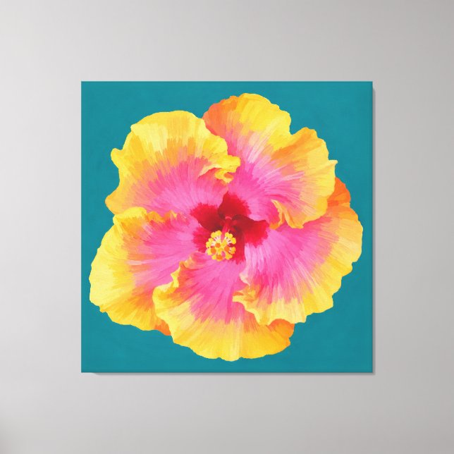 Hibiscus-målning Canvastryck (Framsida)