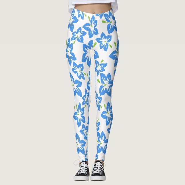 Hibiscus Mönster Leggings (Framsida)