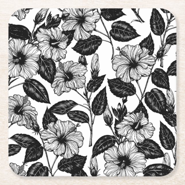 Hibiscus mönster underlägg papper kvadrat (Framsidan)