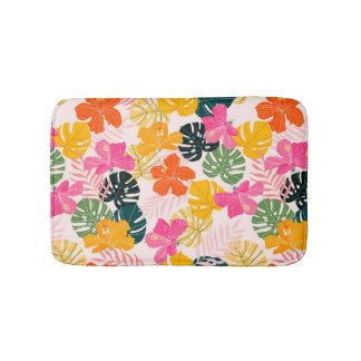 Hibiscus & Monstera: Tropiskt vibrance Badrumsmatta