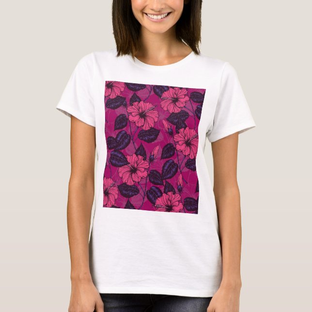 Hibiscus night t shirt (Framsida)