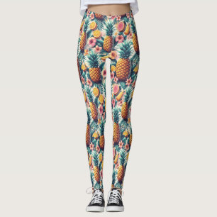 Hibiscus och ananas leggings