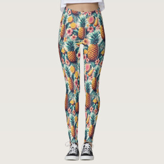 Hibiscus och ananas leggings