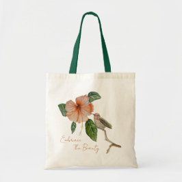 Hibiscus och Bird Embrace the Beauty Tote Bag Tygkasse