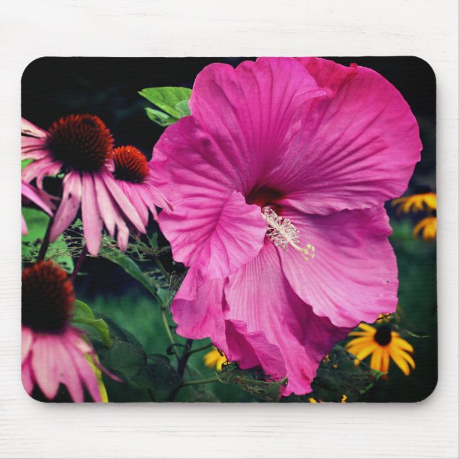 Hibiscus och blommiga vänner musmatta (Framsidan)