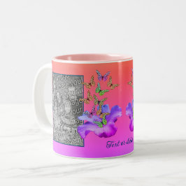 Hibiscus och Butterfly lägg till din fotoPersonlig Två-Tonad Mugg