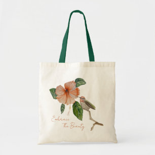 Hibiscus och Fågel Omfamna Skönhet Toteväska Tygkasse
