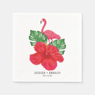 Hibiscus och Flamingo Tropical Bröllop Pappra blöj Pappersservett