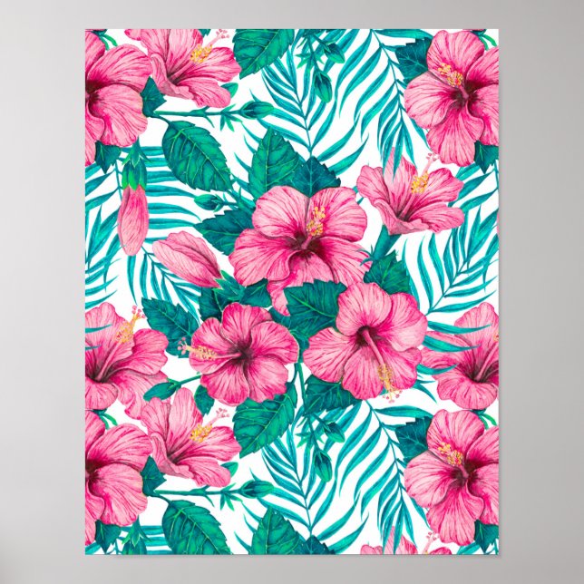 Hibiscus och handflatan löv poster (Framsidan)
