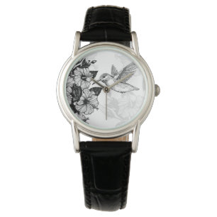 Hibiscus och hummingbird armbandsur