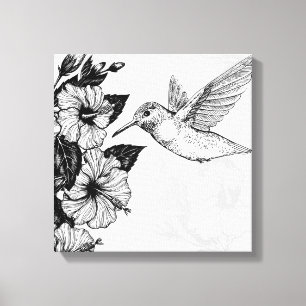 Hibiscus och hummingbird canvastryck