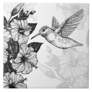 Hibiscus och hummingbird kakelplatta