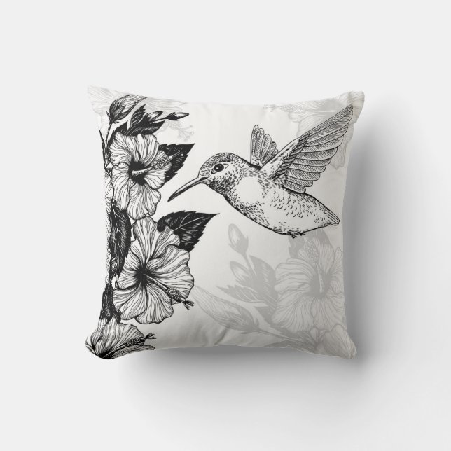 Hibiscus och hummingbird kudde (Framsida)