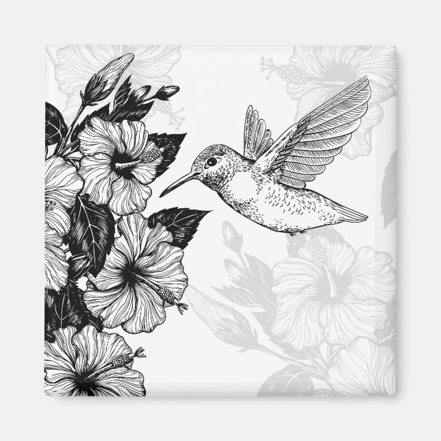 Hibiscus och hummingbird magnet (Framsidan)