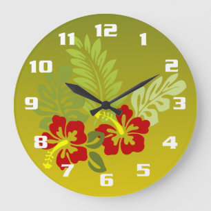 Hibiscus och kalk, inspirerad av Tropical Retreat Stor Klocka