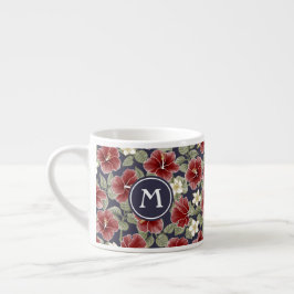 Hibiscus och Plumeria-Maroon Espressomugg