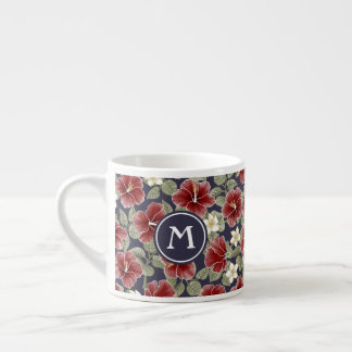 Hibiscus och Plumeria-Maroon Espressomugg
