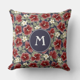 Hibiscus och Plumeria-Maroon Kudde