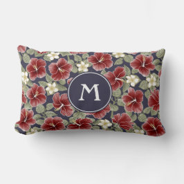 Hibiscus och Plumeria-Maroon Lumbarkudde