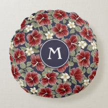 Hibiscus och Plumeria-Maroon